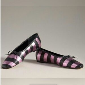 Striped Black and Pink Women's Flats from Anthropologie
